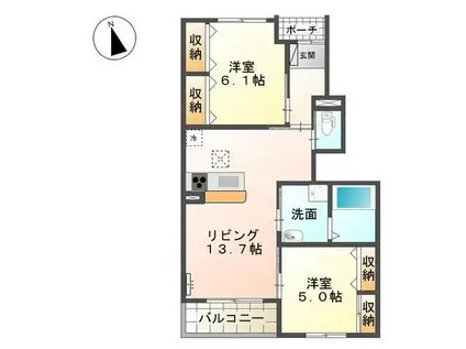 レラツィオーネ(2LDK/1階)の間取り写真