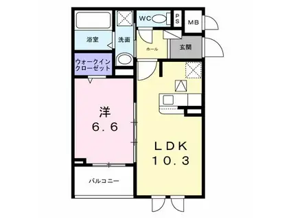 パイン山城(1LDK/1階)の間取り写真