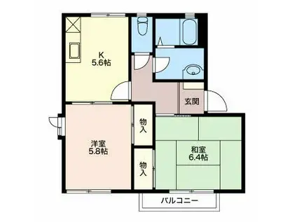 フレッシュタウンNG I(2K/2階)の間取り写真