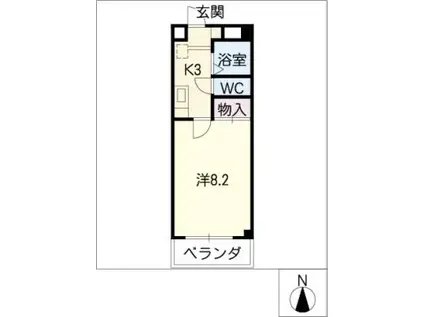 グレイス・1(1K/3階)の間取り写真