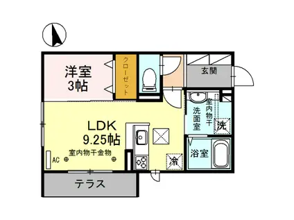北陸鉄道石川線 野々市工大前駅 徒歩8分 3階建 築7年(1LDK/2階)の間取り写真