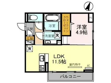D‐ROOM女池上山I(1LDK/3階)の間取り写真