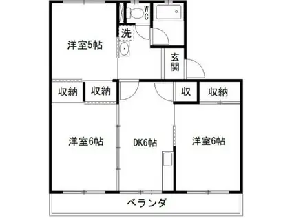 スカイハイツ(3DK/4階)の間取り写真