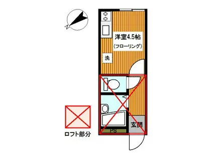 ゴールデンハイツ(ワンルーム/2階)の間取り写真