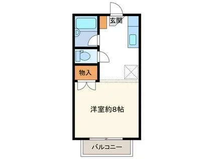 マリンハイツ(1K/2階)の間取り写真