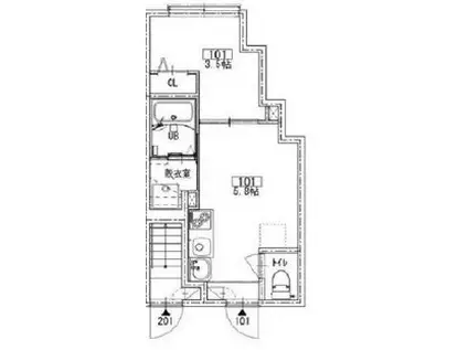 ソルナクレイシア下北沢(1DK/1階)の間取り写真