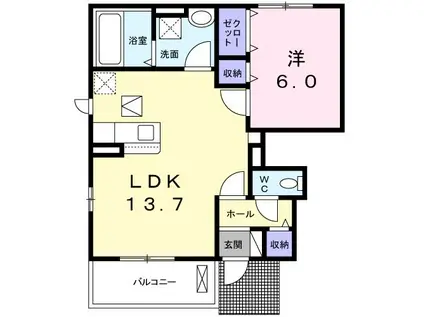 メルヴェーユ V(1LDK/1階)の間取り写真