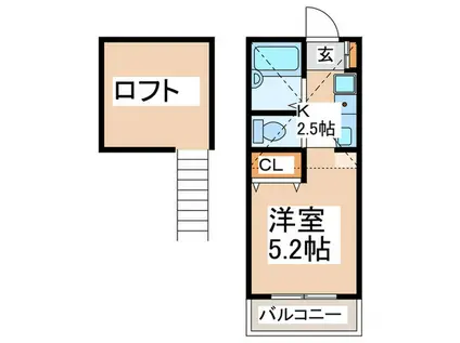 ヒューティック寺山(1K/2階)の間取り写真