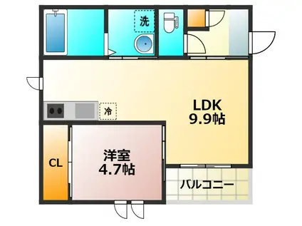 レガリストSJ花畑(1LDK/1階)の間取り写真
