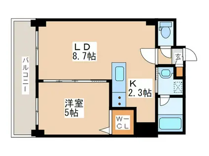 アーバンフラッツ琴似(1LDK/9階)の間取り写真