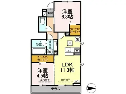 メゾン陣場(2LDK/1階)の間取り写真
