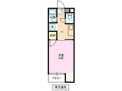 サンハイツ妻科(1K/2階)の間取り写真