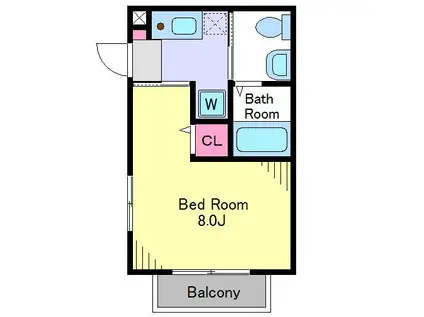 LA MER 桜丘(1K/2階)の間取り写真