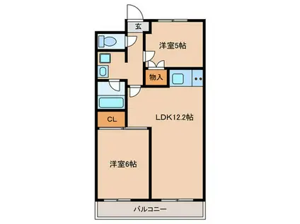 フラワー2番館(2LDK/2階)の間取り写真