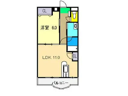 ＪＲ土讃線 高知駅 徒歩10分 4階建 築23年(1LDK/2階)の間取り写真