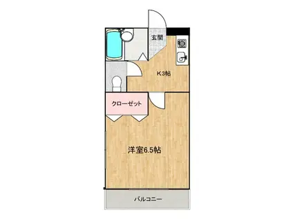 スカイパレス(1K/2階)の間取り写真