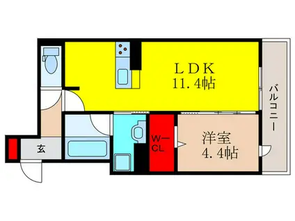 クレッシェンドVI(1LDK/2階)の間取り写真