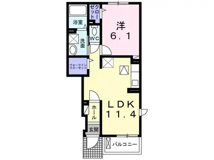 ネバーランドIII A(1LDK/1階)の間取り写真