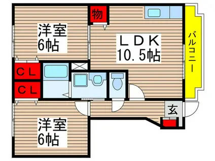 セピア緑が丘A(2LDK/1階)の間取り写真