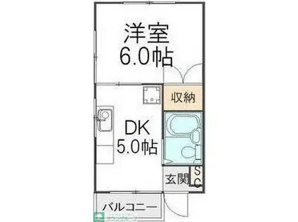 ストークハイツ桶川(1DK/1階)の間取り写真