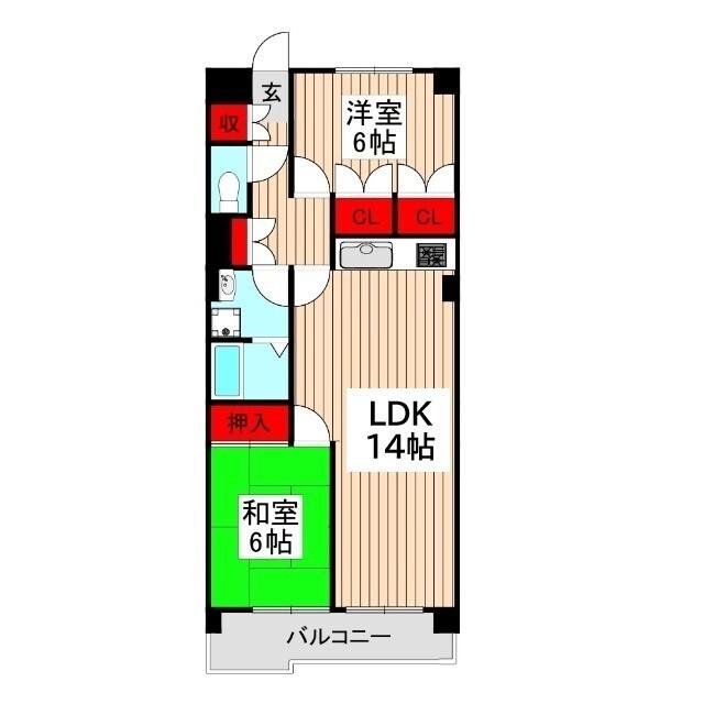 ディラヴェール田柄(2LDK/3階)の間取り写真