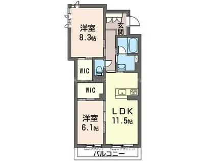 カルセドニー(2LDK/3階)の間取り写真
