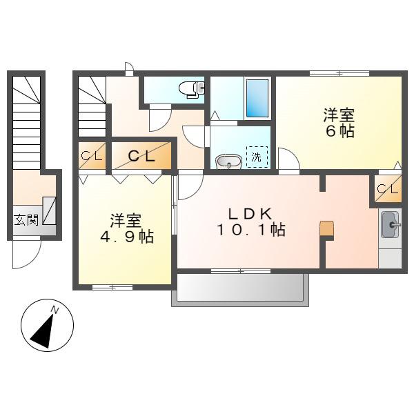 フォレスト パークII(2LDK/2階)の間取り写真