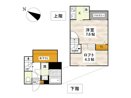 ADC光の森LEAF(1K/1階)の間取り写真