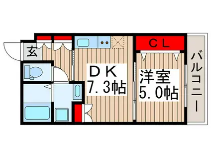 CIEL天王台(1DK/1階)の間取り写真