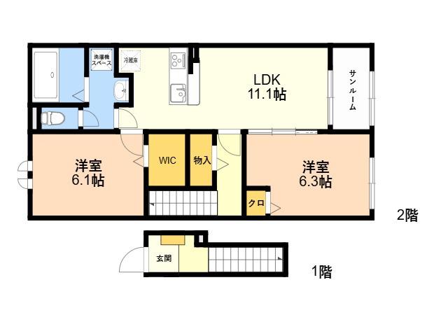 パークサイド(2LDK/2階)の間取り写真