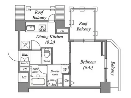 ルクレ板橋(1DK/5階)の間取り写真