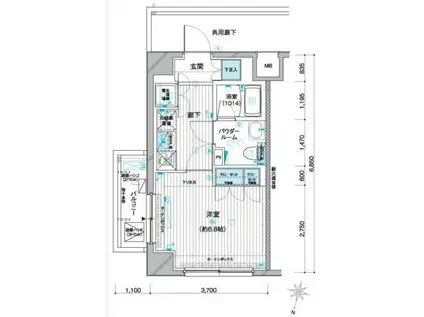 メインステージ赤羽北II(1K/3階)の間取り写真