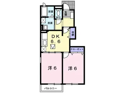 オスピターレ カーサIA(2DK/1階)の間取り写真