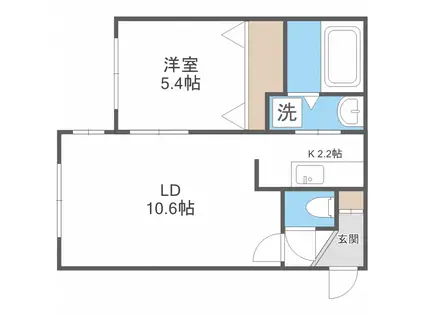 ゴールドメゾン美園-66(1LDK/3階)の間取り写真