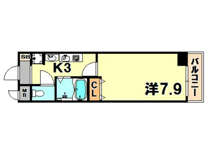 ロイヤルヒル神戸三ノ宮(1K/10階)の間取り写真