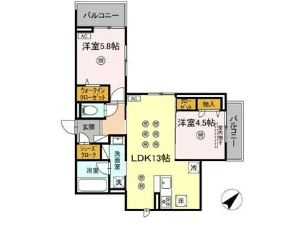 D-RESIDENCE光丘町A(2LDK/2階)の間取り写真