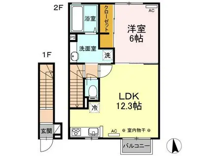 リーブラ レオ(1LDK/2階)の間取り写真