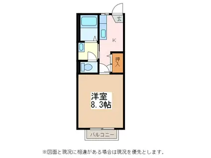 コート桂C(1K/2階)の間取り写真