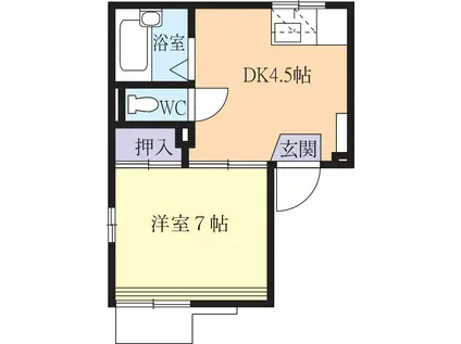 コーポアミー(1DK/1階)の間取り写真