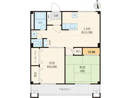 グリーンハイツ(2LDK/1階)の間取り写真