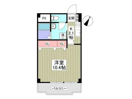 リブレス所沢緑町(1K/2階)の間取り写真