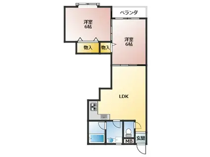 旭マンション(2LDK/4階)の間取り写真