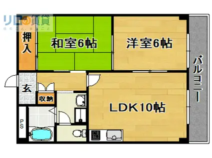 野本ビル(2DK/10階)の間取り写真