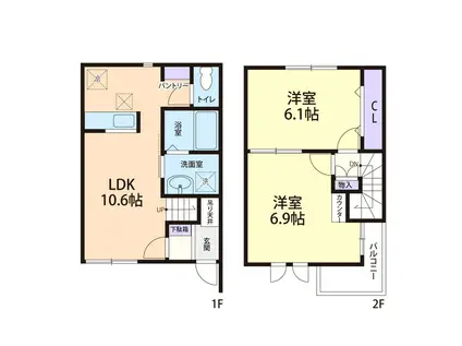 RURAL B(2LDK/1階)の間取り写真