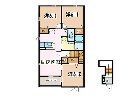 グレイスハイツ(3LDK/2階)の間取り写真