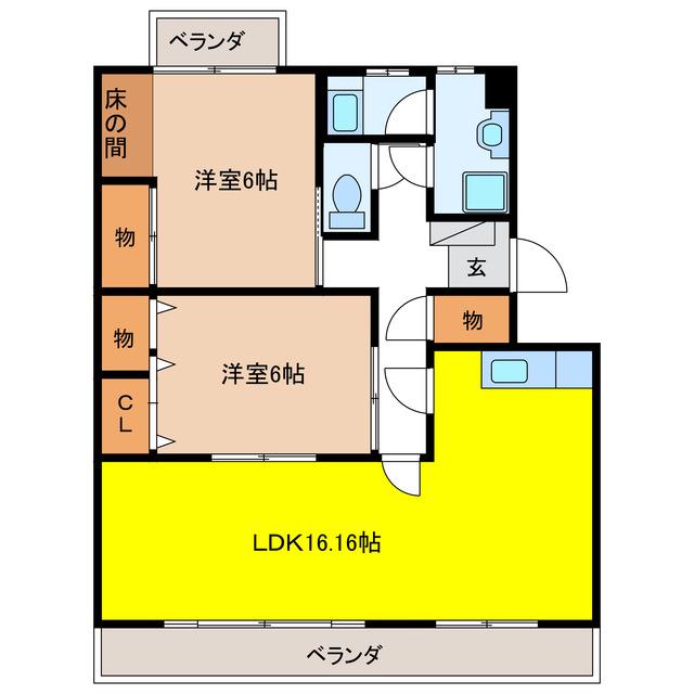 ソラリス(2LDK/1階)の間取り写真