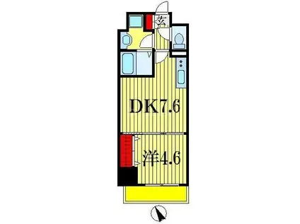 プライムコート千成(1DK/2階)の間取り写真