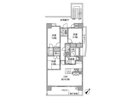 レジェ南草津(3LDK/14階)の間取り写真
