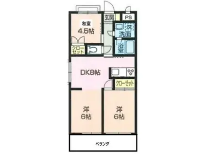 ジョイフルハイツ大沢(3DK/1階)の間取り写真