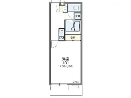 レオネクストブルーヴィラII(1K/1階)の間取り写真